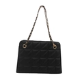 Borsa a tracolla trapuntata nera classica con catena dorata e design a rombi elegante - Nero