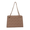 Borsa a tracolla in pelle PU color cuoio con trapuntatura a rombi e catena dorata - Cachi