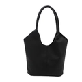 Bolso cubo negro de piel granulada con apertura en V y asa gruesa estilo moderno - Negro