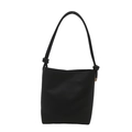 Minimalist black pebble leather bucket crossbody bag with knot strap and gold hardware - Black