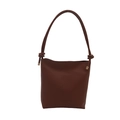 Minimalist dark brown litchi pattern shoulder bag with decorative knotted strap details - Brown