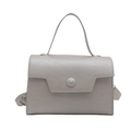 Light grey minimalist top handle square bag with geometric flap and adjustable strap - Silver