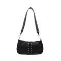 Bolso bandolera negro con remaches, correa ancha tachonada y detalles plateados - Negro