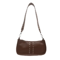Bolso de hombro vintage marrón con remaches plateados y correa ancha de estilo punk - Marrón
