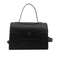 Piccola borsa a mano quadrata in pelle vintage nera con manico e tracolla regolabile - Nero