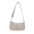 Bolso de hombro de cuero blanco roto con remaches plateados vintage y estilo punk Y2K - Blanco