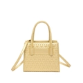 Elegant gold tote bag featuring geometric rhombus texture and adjustable shoulder strap - Gold
