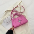Minimalist pink square handbag with silver star detail and adjustable crossbody strap - Pink