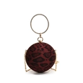 Sphärische Handtasche mit Leopardenmuster, goldenem Strassgriff und Schulterkette - Rot