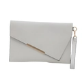 Chic white envelope clutch bag with trendy asymmetric flap and golden metal trim - White