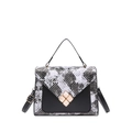 Chic black and white snakeskin patchwork crossbody bag with a square silhouette - Black