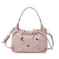 Borsa a tracolla plissettata rosa chiaro con farfalle in metallo argento minimalista - Rosa