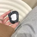 Support téléphone miroir noir effet éclaboussures d'étoiles avec cadre irrégulier - Miroir irrégulier tacheté