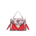 Fashionable red crossbody bag featuring snakeskin pattern and elegant diamond clasp - Red