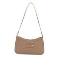 Minimalist apricot underarm bag with gold bow buckle in sleek rectangle shape - Khaki