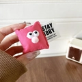 Pink plush phone grip with cute big eyes design and expandable airbag stand - Rose Red