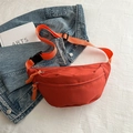 Terracotta nylon crossbody waist bag with contrasting orange straps and adjustable buckles - Orange
