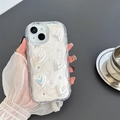 Dettaglio custodia iPhone con cuori 3D olegrafici e trama in marmo bianco - Stile Cuore Laser Bianco Glitterato (Bianco) / iPhone 7/8/SE 2020