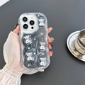 Dettaglio degli orsetti argentati e strass scintillanti sulla cover iPhone marmo - Stile Orso Galvanizzato a Goccia Grigio Argento (Grigio Argento) / iPhone 7/8/SE 2020