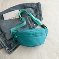 Turquoise nylon sports waist bag with adjustable strap in a trendy casual crescent shape - Lake Blue