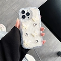 Détails de papillons 3D nacrés et strass sur une coque iPhone rose aux bords ondulés - Style Papillon Blanc / iPhone 7/8/SE 2020