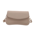 Minimalist beige crossbody bag with curved flap and adjustable shoulder strap - Khaki