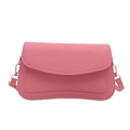 Pink minimalist rectangular shoulder bag with curved bottom and golden metal hooks - Pink
