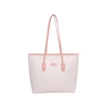 Pink embossed tote bag with heart and smiley patterns and a slim shoulder strap - Without Ornament / Pink