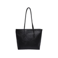 Black large tote bag with cartoon embossed patterns and SENMOER logo on front - Without Ornament / Black