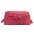 Minimalist large capacity crossbody bag in rose pink PU leather with knotted flap detail - Rose Pink