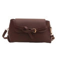 Vintage style dark brown crossbody bag with textured leather and gold knot buckle - Brown