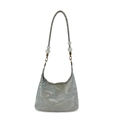 Bolso hobo plisado plateado metalizado con cuentas transparentes y estética Y2K - Gris