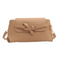 Light camel leather crossbody bag with vintage buckle detail and adjustable strap - Khaki