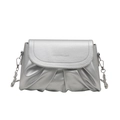 Borsa a tracolla argento metallizzato con design plissettato e catena in metallo - Argento