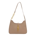 Beige Schultertasche aus Kunstleder mit Goldkette und Metallschloss-Verschluss - Khaki