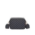 Classic black camera bag with M-letter print and adjustable wide shoulder strap - Black