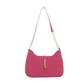 Rose pink underarm shoulder bag with sleek gold lock and chain detail on white background - Rose Pink