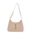 Sac sous le bras tendance en cuir PU beige avec chaîne dorée et fermoir rotatif - Blanc