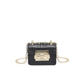 Zwarte mini-crossbodytas met gouden ketting en vierkant slot voor dagelijks gebruik - Zwart