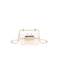 Mini roze crossbodytas met een vintage gouden metalen slot en elegante metalen ketting - Wit