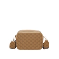 Retro brown camera bag with M-letter monogram pattern and wide shoulder strap - Brown