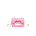 Mini pink chain crossbody bag with gold metal buckle and slender shoulder chain - Pink