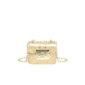 Mini gold chain square bag with lychee texture and metallic finish for daily style - Gold
