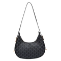 Classic black crescent shoulder bag with vintage M-letter monogram and gold hardware - Black