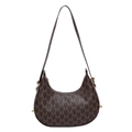 Vintage dark brown half-moon underarm bag with M-letter monogram and leather strap - Brown