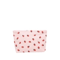 Pink corduroy shoulder bag with strawberry print and large capacity for casual commute - Pink