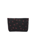 Minimalist black corduroy tote bag featuring red strawberry patterns and spacious design - Black