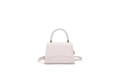 Sac carré ivoire avec motif crocodile, poignée tressée et détails en métal doré - Blanc