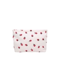 Corduroy tote bag with strawberry print in white finish for stylish storage - White