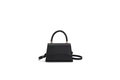 Sac à main noir à motif crocodile avec poignée tressée et détails en métal doré - Noir